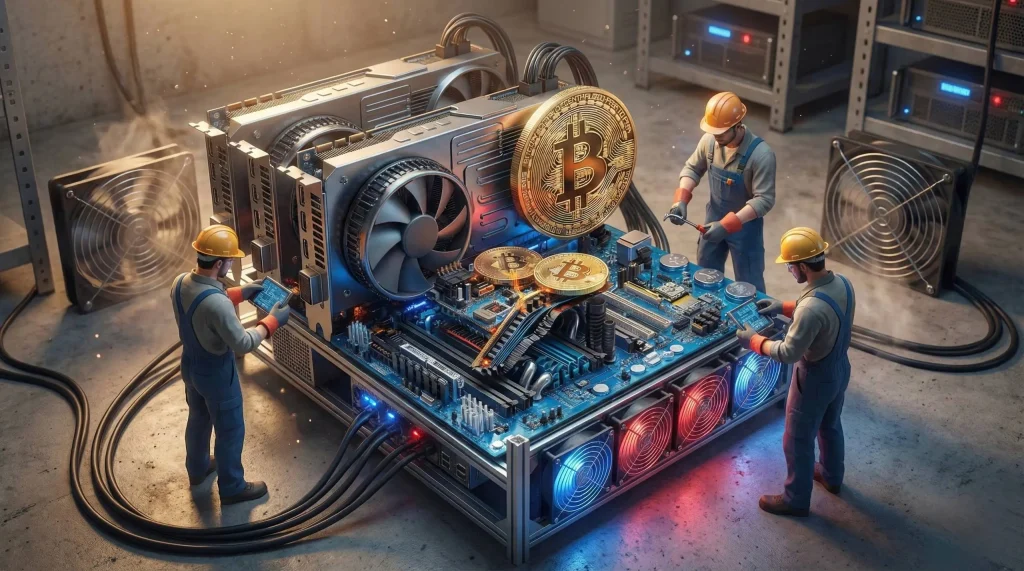 إثبات العمل هو آلية توافق تُستخدم داخل بعض شبكات البلوكشين، وعلى رأسها شبكة البيتكوين، للتأكد من أن المعاملات صحيحة، ولمنع التلاعب أو الإنفاق المزدوج