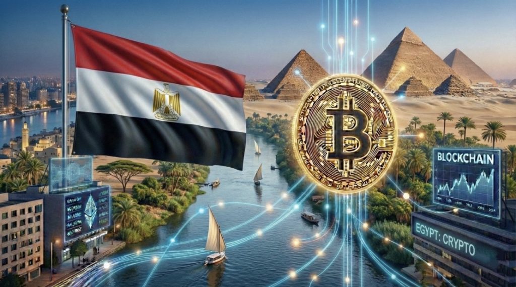 Overview of cryptocurrency adoption in Egypt in 2026, highlighting legal restrictions, real usage through P2P and stablecoins, and the evolving regulatory landscape