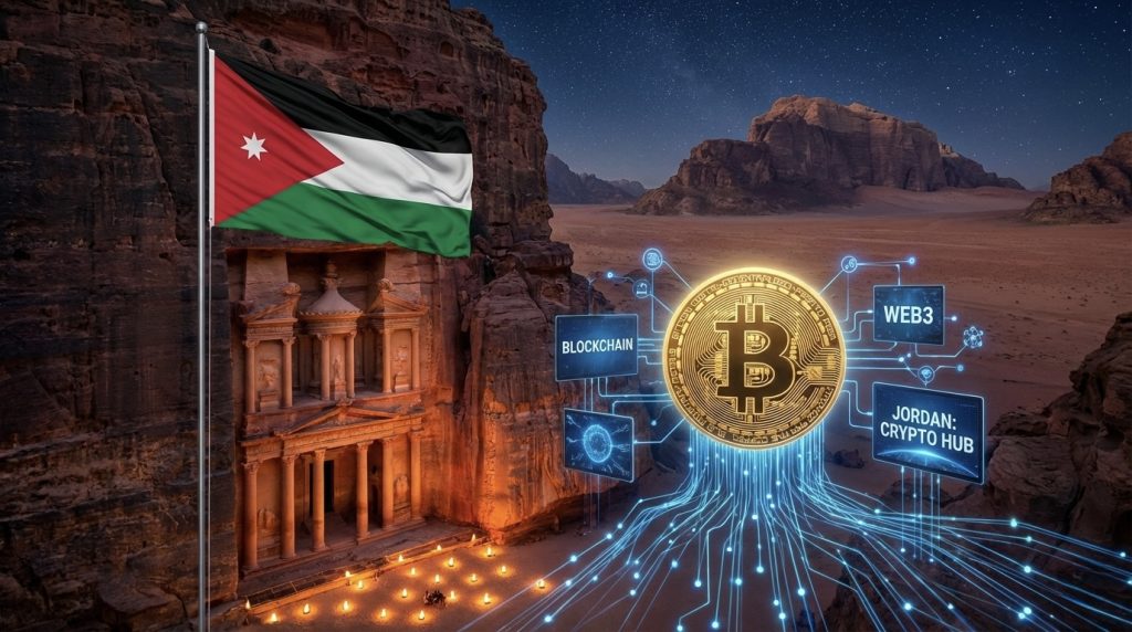 نظرة عامة على اعتماد العملة المشفرة في الأردن في عام 2026، مع تسليط الضوء على القيود القانونية، والاستخدام الحقيقي من خلال P2P والعملات المستقرة، والمشهد التنظيمي المتطور.