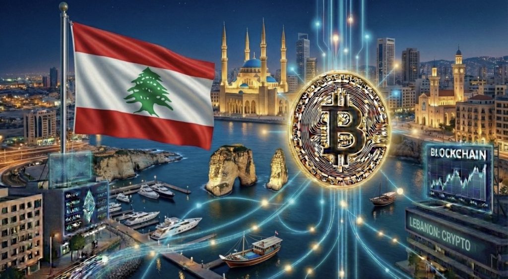 نظرة عامة على اعتماد العملة المشفرة في لبنان في عام 2026، مع تسليط الضوء على القيود القانونية، والاستخدام الحقيقي من خلال P2P والعملات المستقرة، والمشهد التنظيمي المتطور.