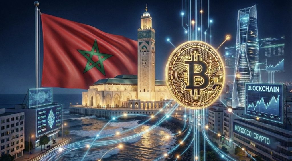 نظرة عامة على اعتماد العملة المشفرة في المغرب في عام 2026، مع تسليط الضوء على القيود القانونية، والاستخدام الحقيقي من خلال P2P والعملات المستقرة، والمشهد التنظيمي المتطور.
