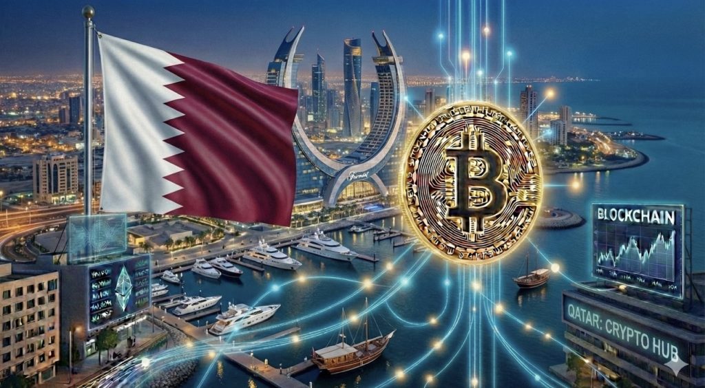 نظرة عامة على اعتماد العملة المشفرة في قطر في عام 2026، مع تسليط الضوء على القيود القانونية، والاستخدام الحقيقي من خلال P2P والعملات المستقرة، والمشهد التنظيمي المتطور.