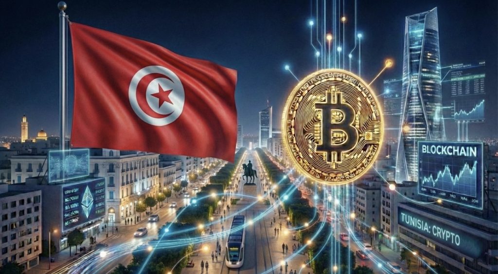 Overview of cryptocurrency adoption in Tunisia in 2026, highlighting legal restrictions, real usage through P2P and stablecoins, and the evolving regulatory landscape