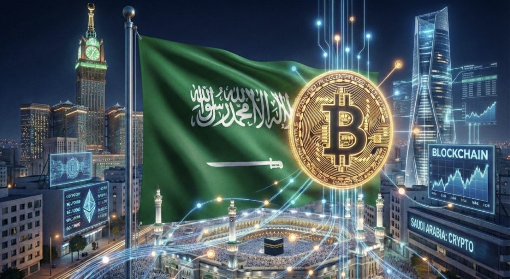 نظرة عامة على اعتماد العملة المشفرة في المملكة العربية السعودية في عام 2026، مع تسليط الضوء على القيود القانونية، والاستخدام الحقيقي من خلال P2P والعملات المستقرة، والمشهد التنظيمي المتطور
