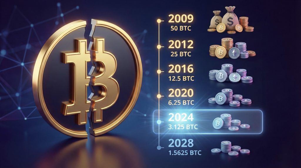 معنى التنصيف (Halving) في البيتكوين، كيف يقلّل الإصدار