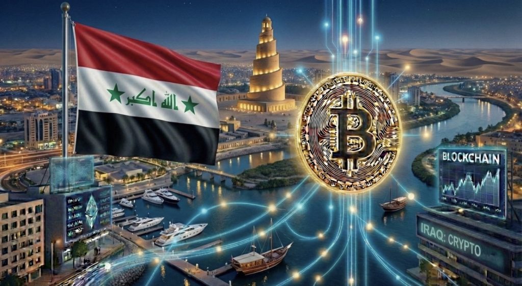 نظرة عامة على اعتماد العملة المشفرة في العراق في عام 2026، مع تسليط الضوء على القيود القانونية، والاستخدام الحقيقي من خلال P2P والعملات المستقرة، والمشهد التنظيمي المتطور.