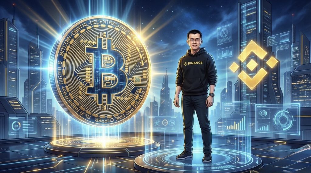 صورة توضيحية ترمز إلى تحويل احتياطيات بينانس من العملات المستقرة إلى بيتكوين، مع إبراز شراء 15000 BTC وتأثير إدارة خزينة Binance على سوق العملات الرقمية