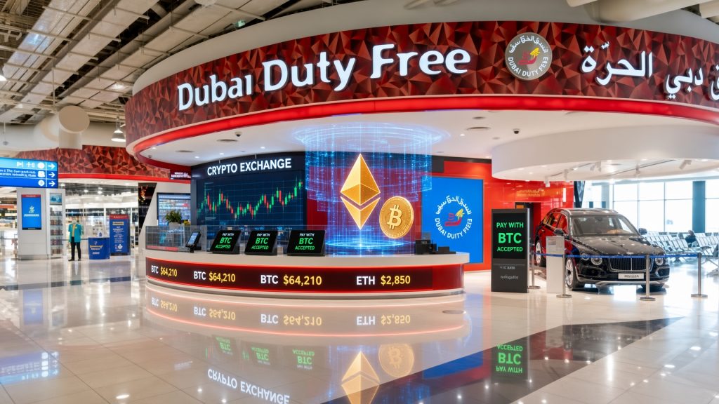 الدفع بالعملات الرقمية في دبي ديوتي فري عبر Crypto.com Pay